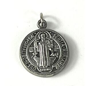 Vtg Patron Saint Benedict Medal Pendant Charm Catholic Symbol Religious Sacred